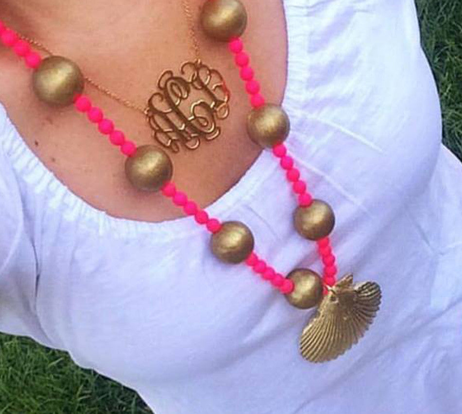 Wooden monogram store necklace