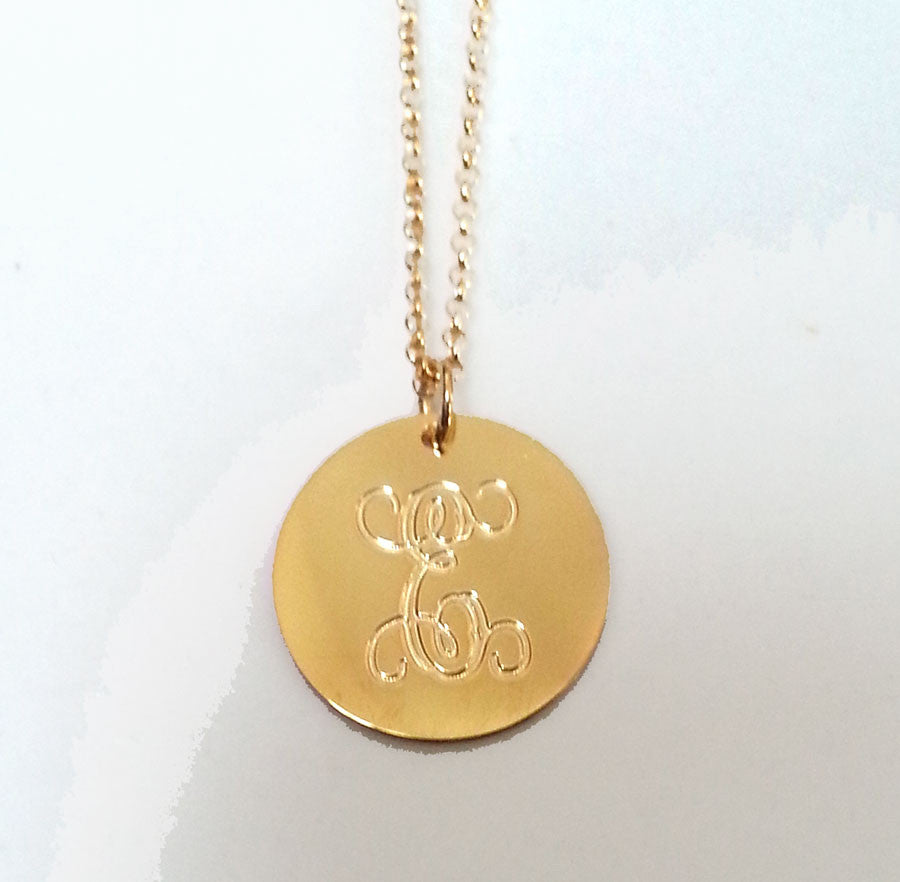 Gold Engraved Disc on Cubic Zirconia Necklace - Clare Crawley – Be  Monogrammed