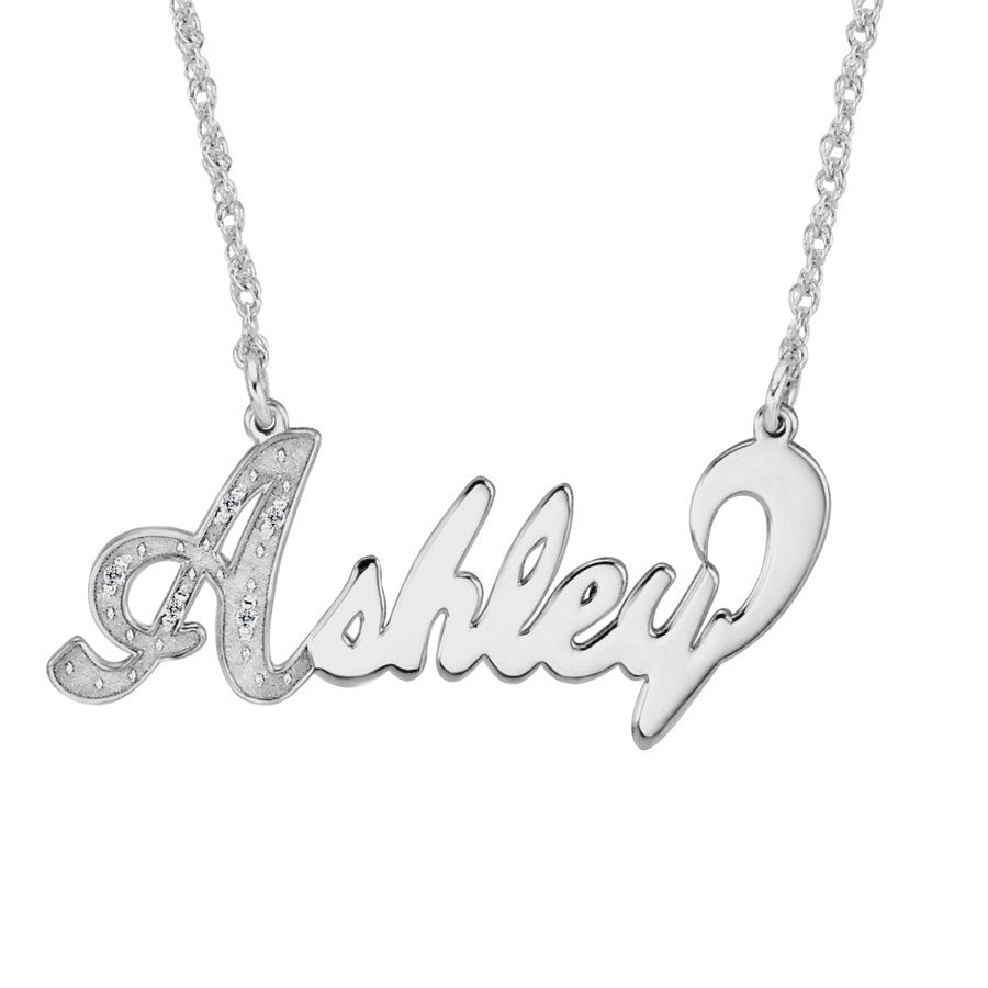 Real silver nameplate deals necklace