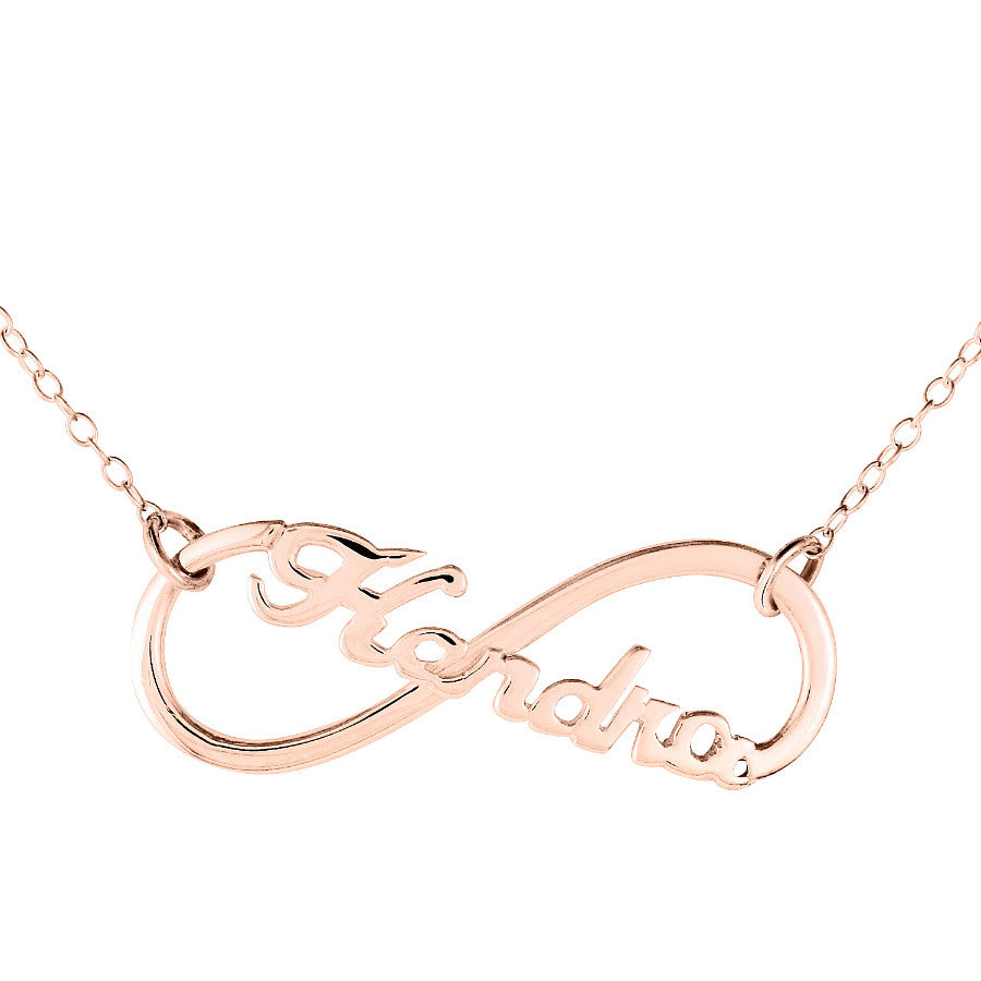 Infinity name necklace rose on sale gold