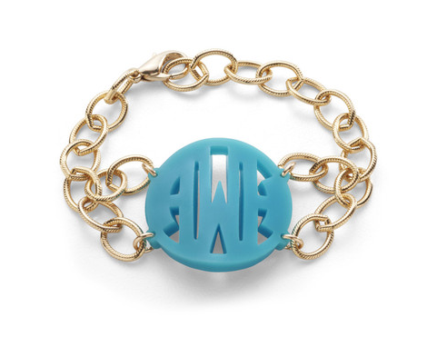 Block Rimmed Acrylic Monogram Bracelet