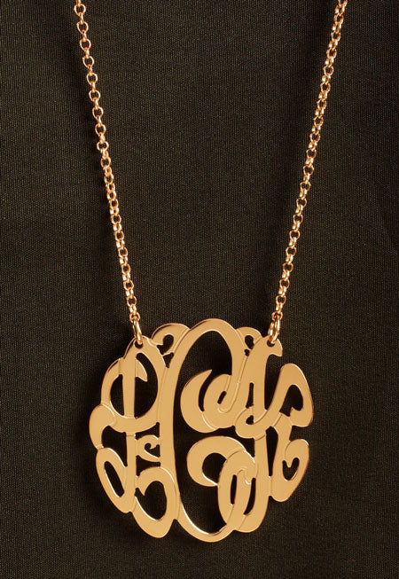 Handmade Personalised Monogram Necklace-18K Rose Gold Plated - 925 Sterling  Silver-Name Necklace-Initial Necklace-2''