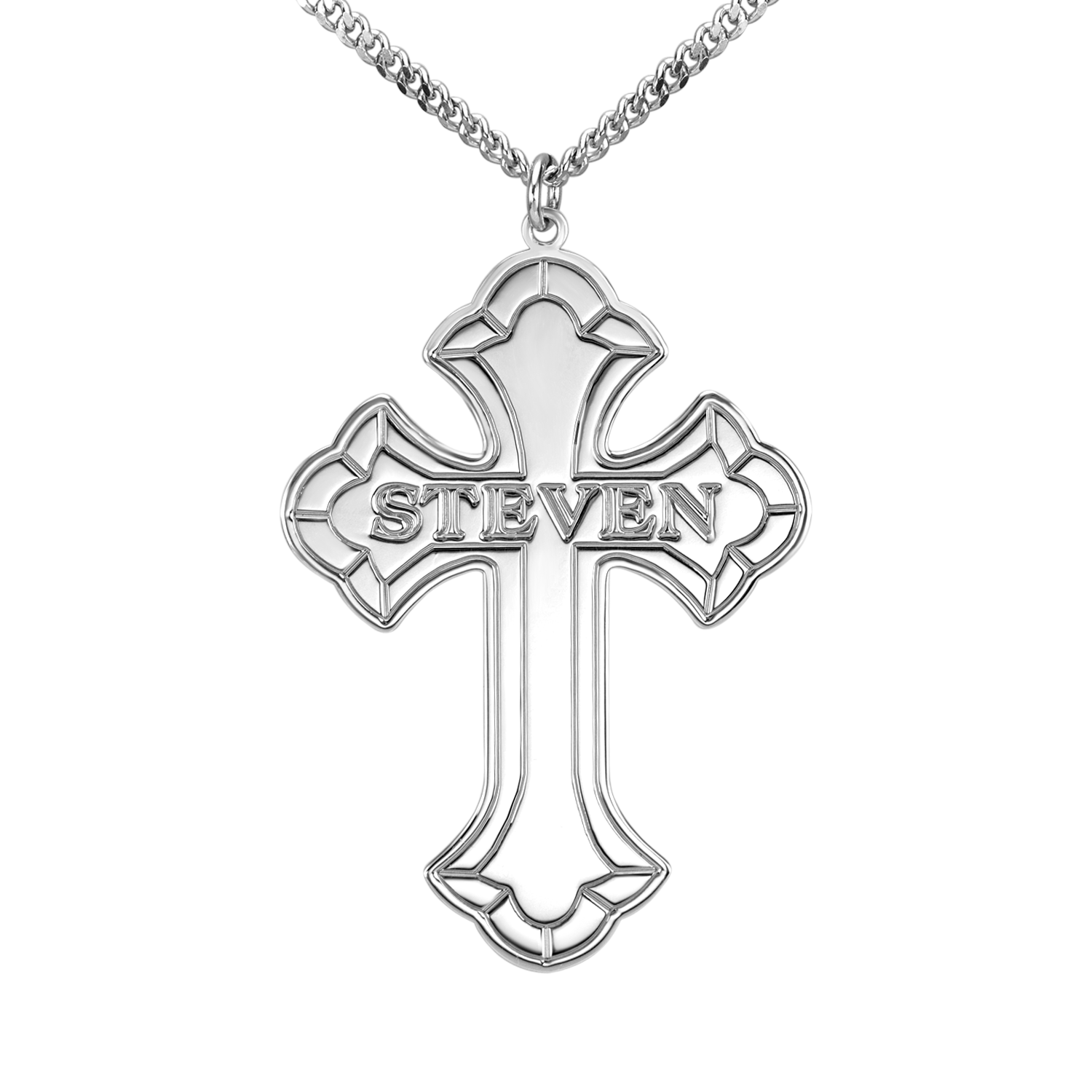 Personalised Cross Pendant Necklace in Sterling Silver