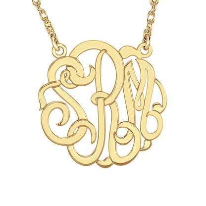 Medium 10K Gold Script Monogram Necklace