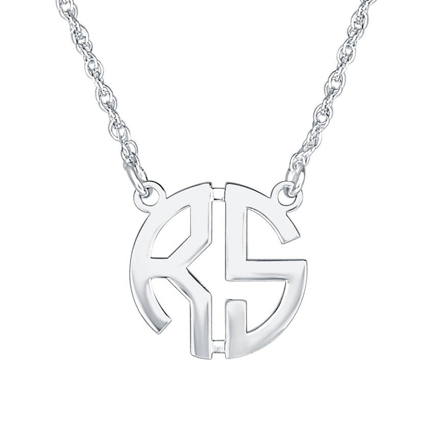 Personalized Two Initial Block Monogram Necklace
