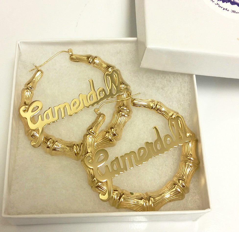 Gold Oversized Bamboo Hoops