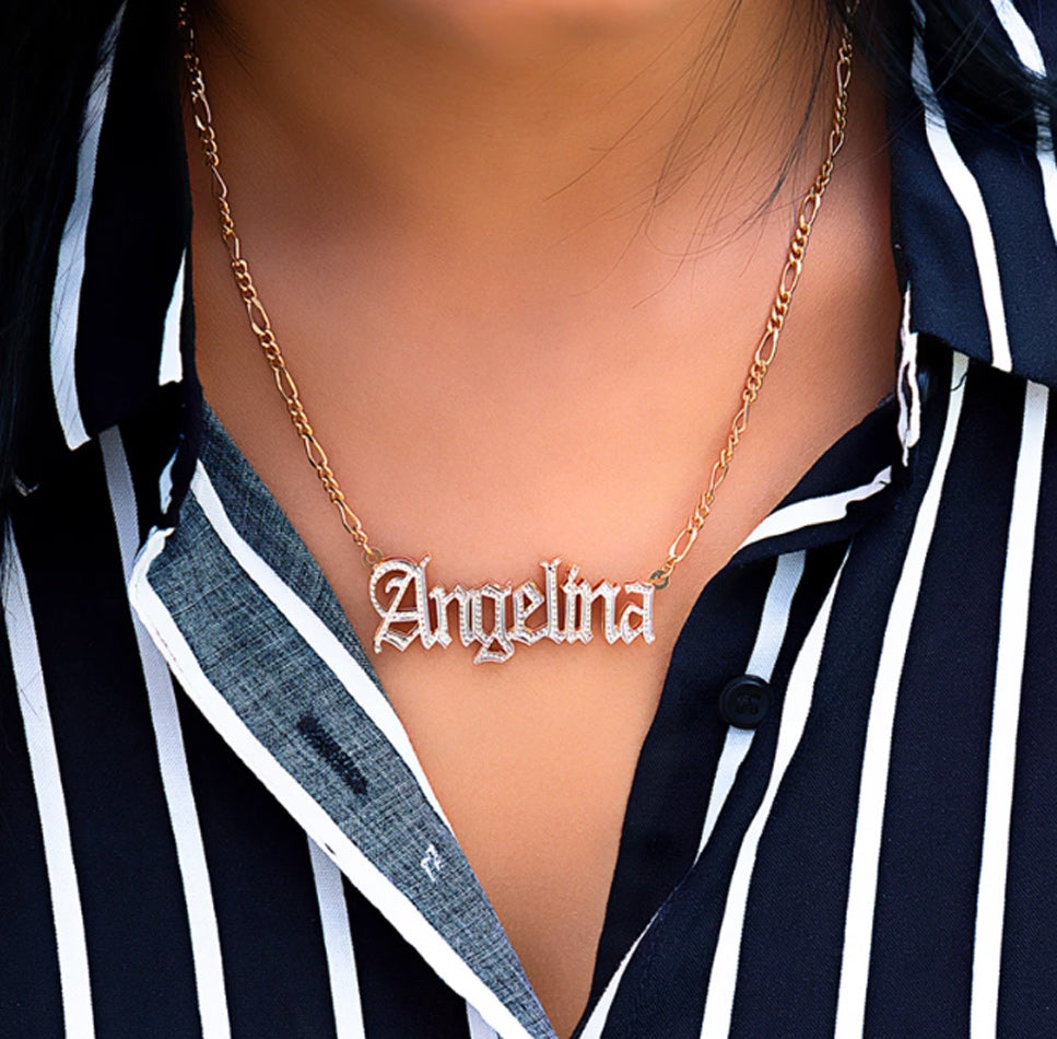 Gothic style name on sale necklace