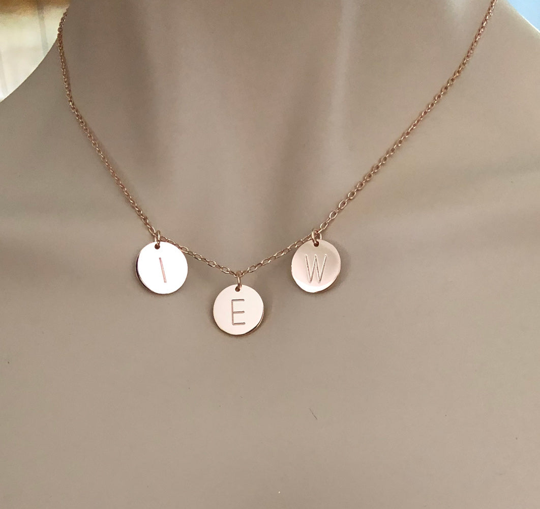 Personalized Monogram Necklace - Disk Necklace