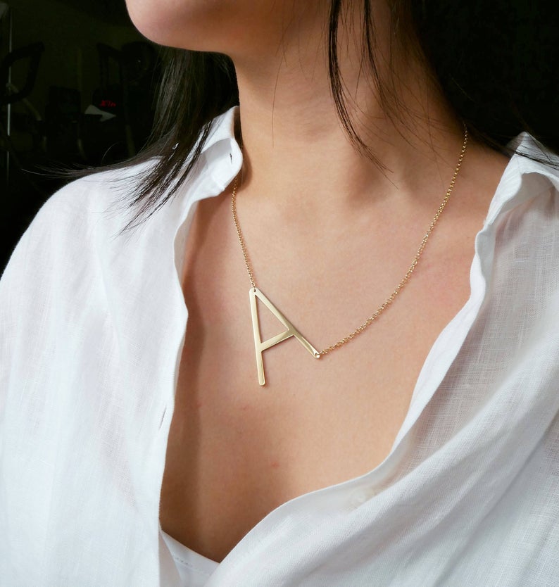 Horizontal on sale initial necklace