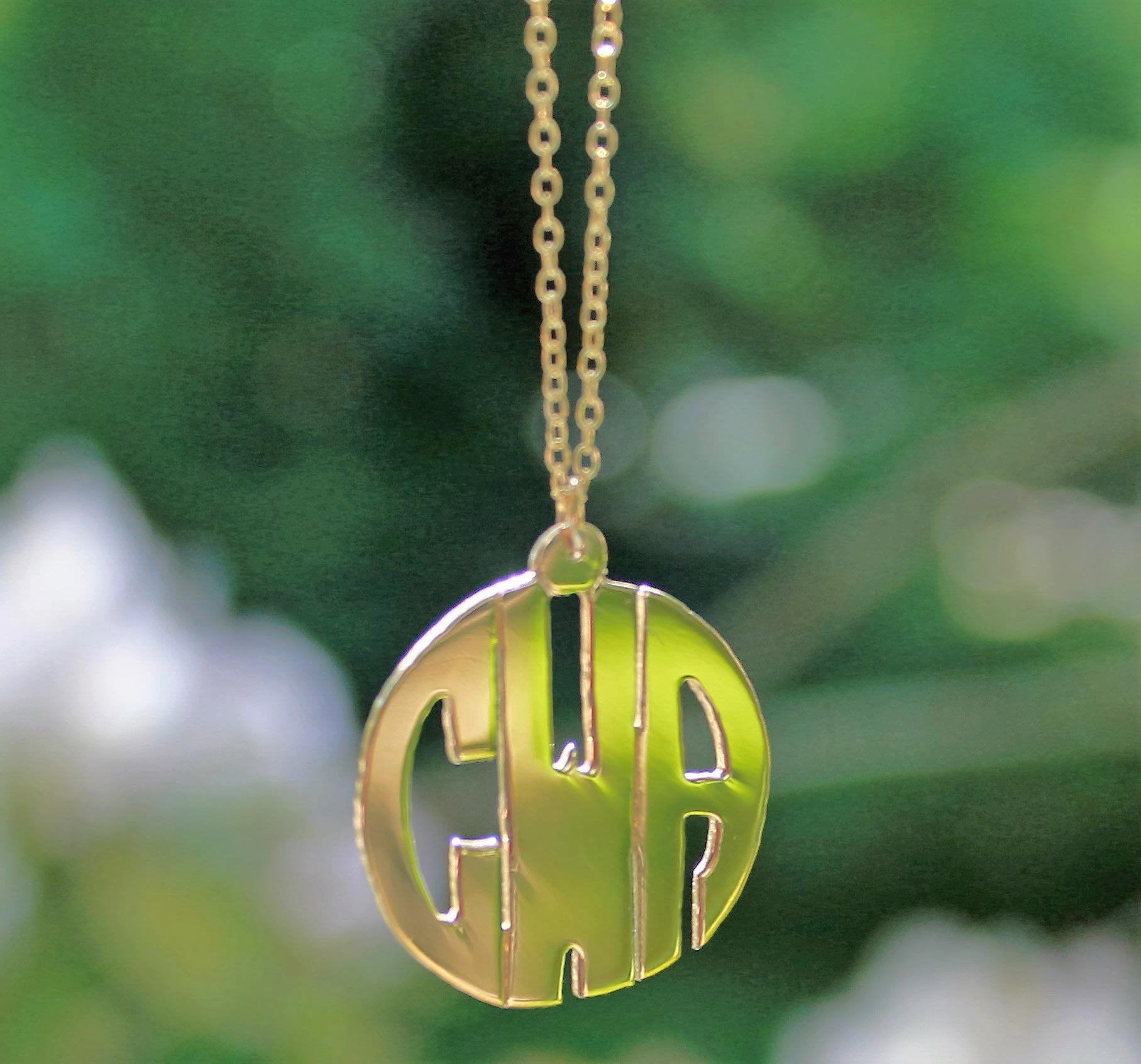 Block Letter Monogram Necklace in 10K Yellow Gold