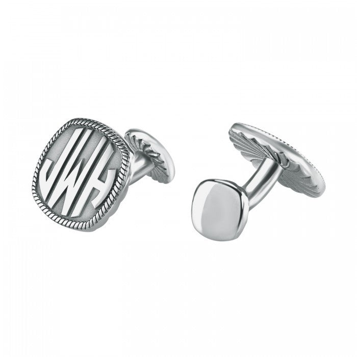 Silver grid overlay design cuff links. high quality