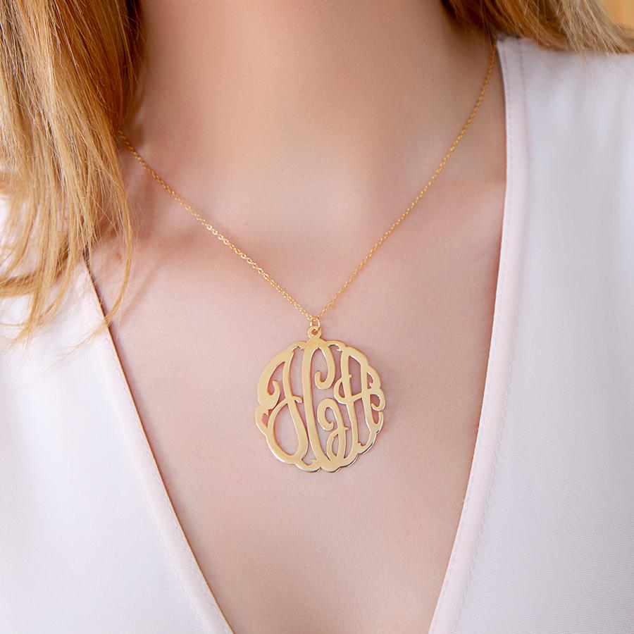 Gold Monogram Letter Pendant Necklace — Free Spirit NY