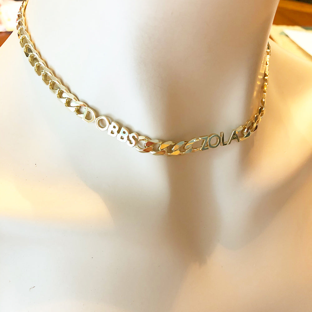 Louis Vuitton Chain Necklace Engraved Monogram Colors Black/Gold