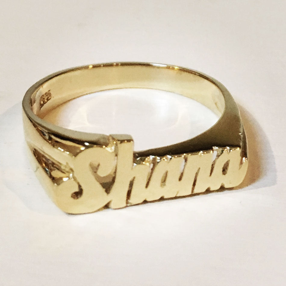 Two Names Cursive Ring - Gold Electroplated
