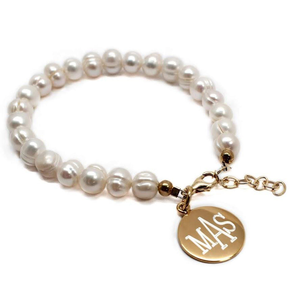 Pearl Monogram Wedding Bracelet