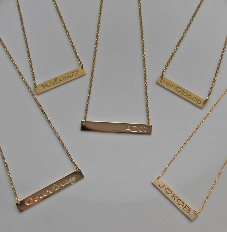 Customized Stainless Steel Name Necklaces for Women Personalized Engraved  Four Sides Bar Pendant Necklace Jewelry Party Gift