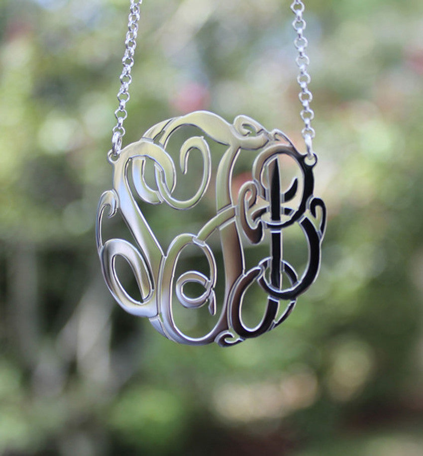 Sterling silver monogram on sale jewelry