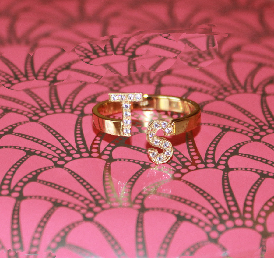 Personalized Silver 2 letters Monogram Ring for Bridesmaids Gift