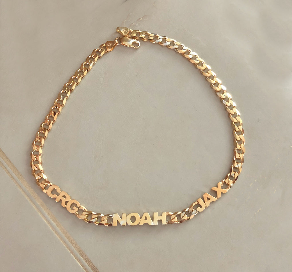 Thick gold sale name necklace